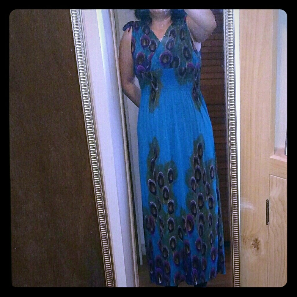 Peacock print dress